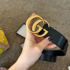 Gucci Women's Belt with Gold GG Buckle
